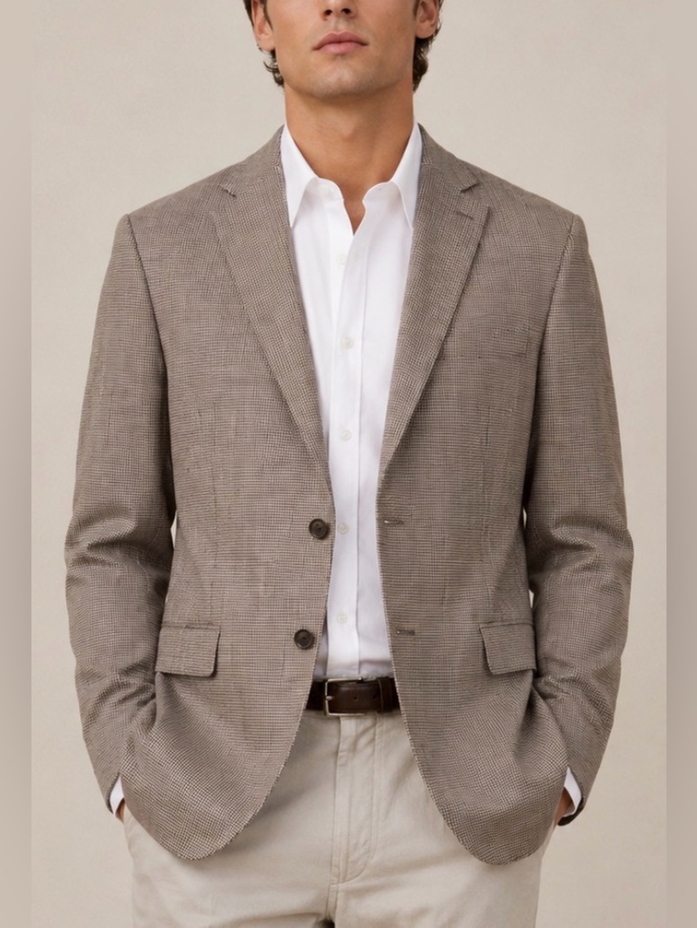 Lauren Ralph Lauren SILK/Wool Houndstooth Blazer Brown/Blue/Tan Men's Size 42R
